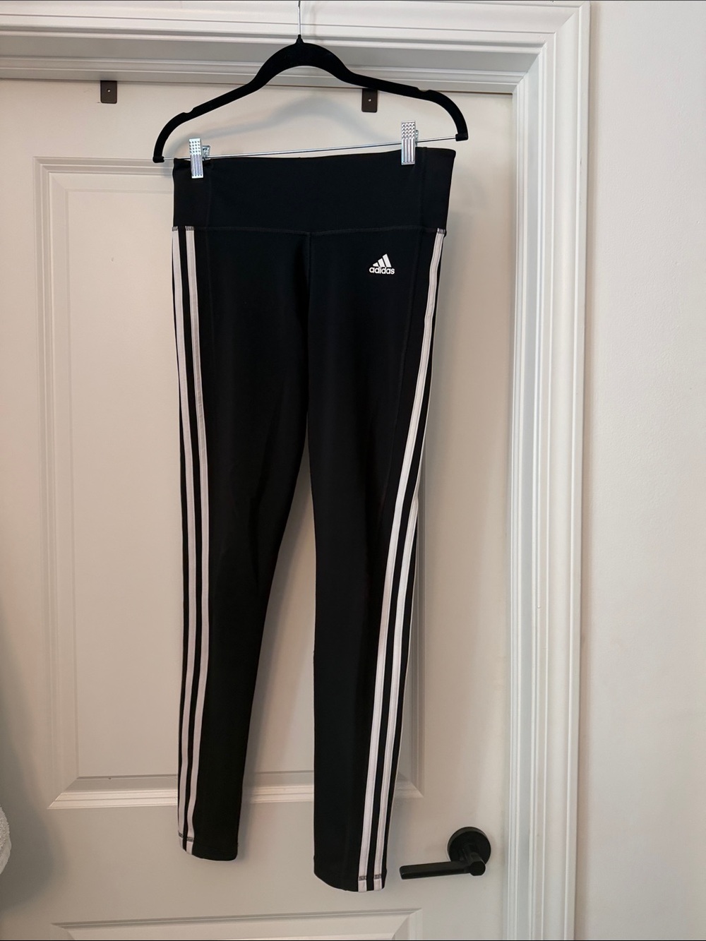 adidas Black Leggings with White Triple Side Stripes